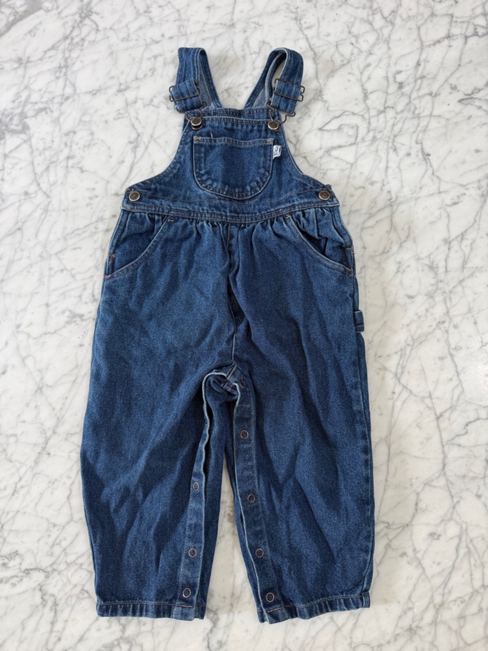 Vintage Kids Sprockets Dark Wash Denim Overalls Cargo Size 3T